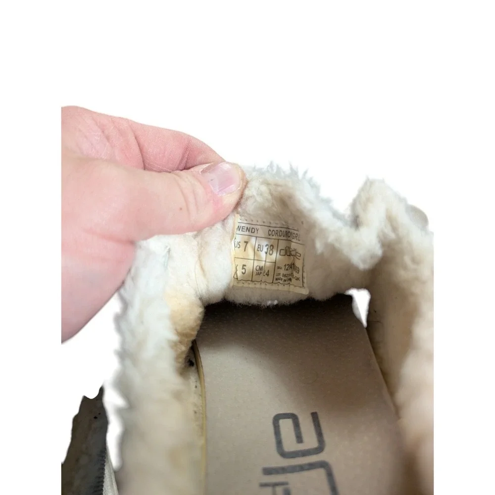 Hey Dude Wendy Corduroy Grey Gray Faux Fur Casual Walking Shoes Women's Size 7
